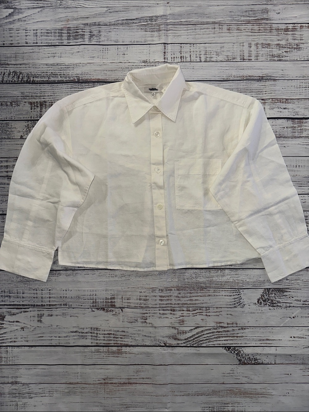 Madewell Straight-Hem Shirt in Linen-Cotton Blend Sz. XS - Picture 6 of 9